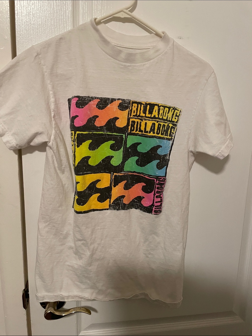 Billabong White Kids Tee with Neon Multi-Wave Print